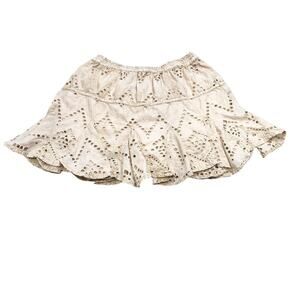 Free People Women's Serenity Mini Skort Neutral Eyelet A-line Tea Beige Size XS